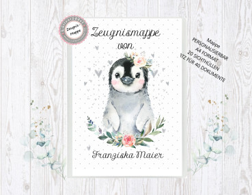 zauberhafte Zeugnismappe Sammelmappe Pinguin Name personalisiert  Einschulung Schulkind Zeugnisse Lüttentüddel® - Kopie